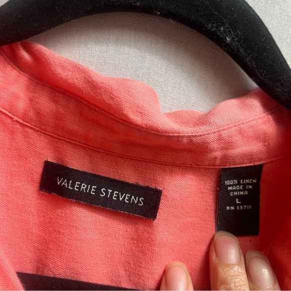 Valerie Stevens 100% Linen Button-Up Tunic Shirt Sz L - Picture 4 of 6